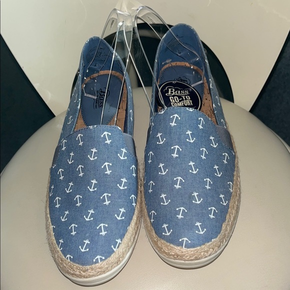 NWT Bass Navy Anchor Espadrilles - Picture 1 of 7